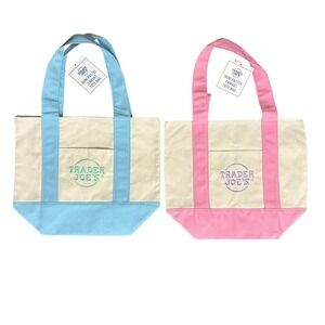 NWT Trader Joe's Pink and Blue Pastel Mini Totes 2025
